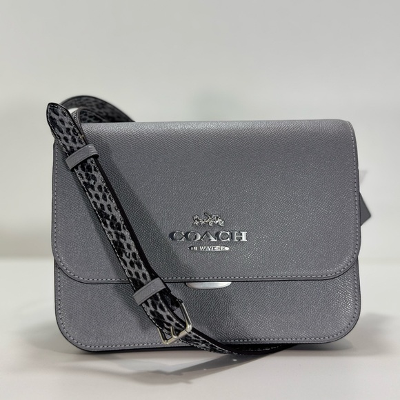 COACH Brynn Flap Crossbody Bag Gray with Snake Strap - Picture 4 of 15